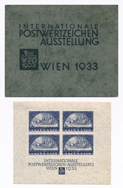 ANK 555 A "WIPA Block" WITH COVER 1933, 4 pieces of 50 + 50 Gr. violet-blue